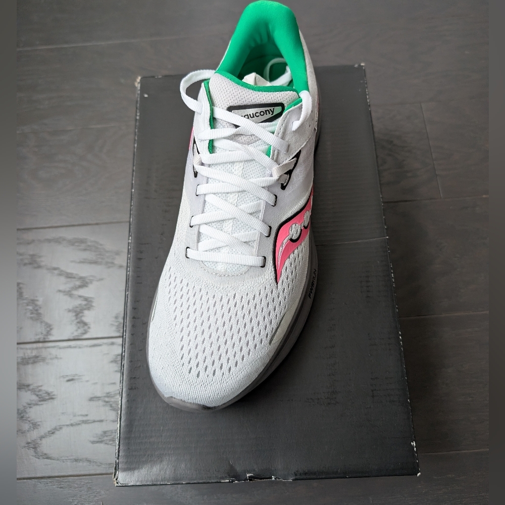 *Brand New* Saucony Ride 16 - White/Gray/Pink/Green - Women's Size 10 - Picture 2 of 5